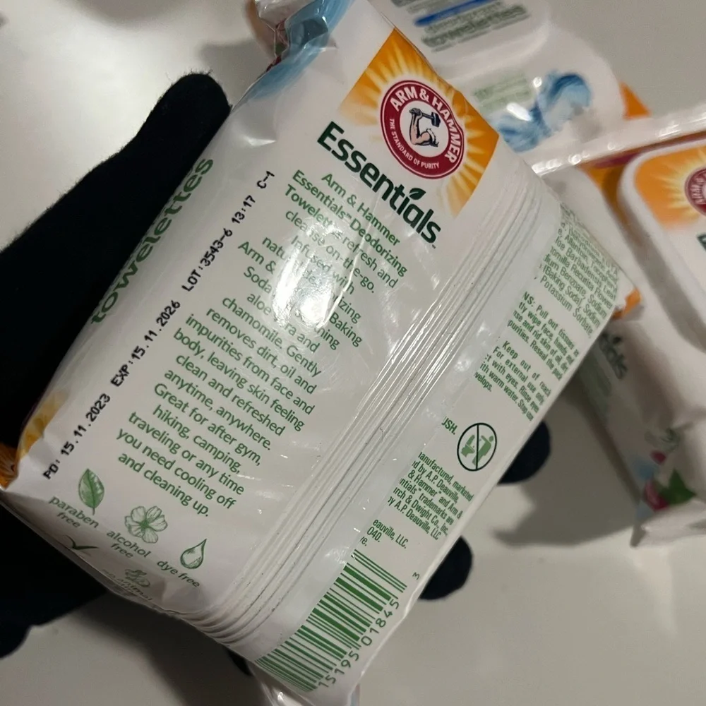 Pack 3 Arm & Hammer Essentials Towelettes Wipes Clear Water Simply Fre.